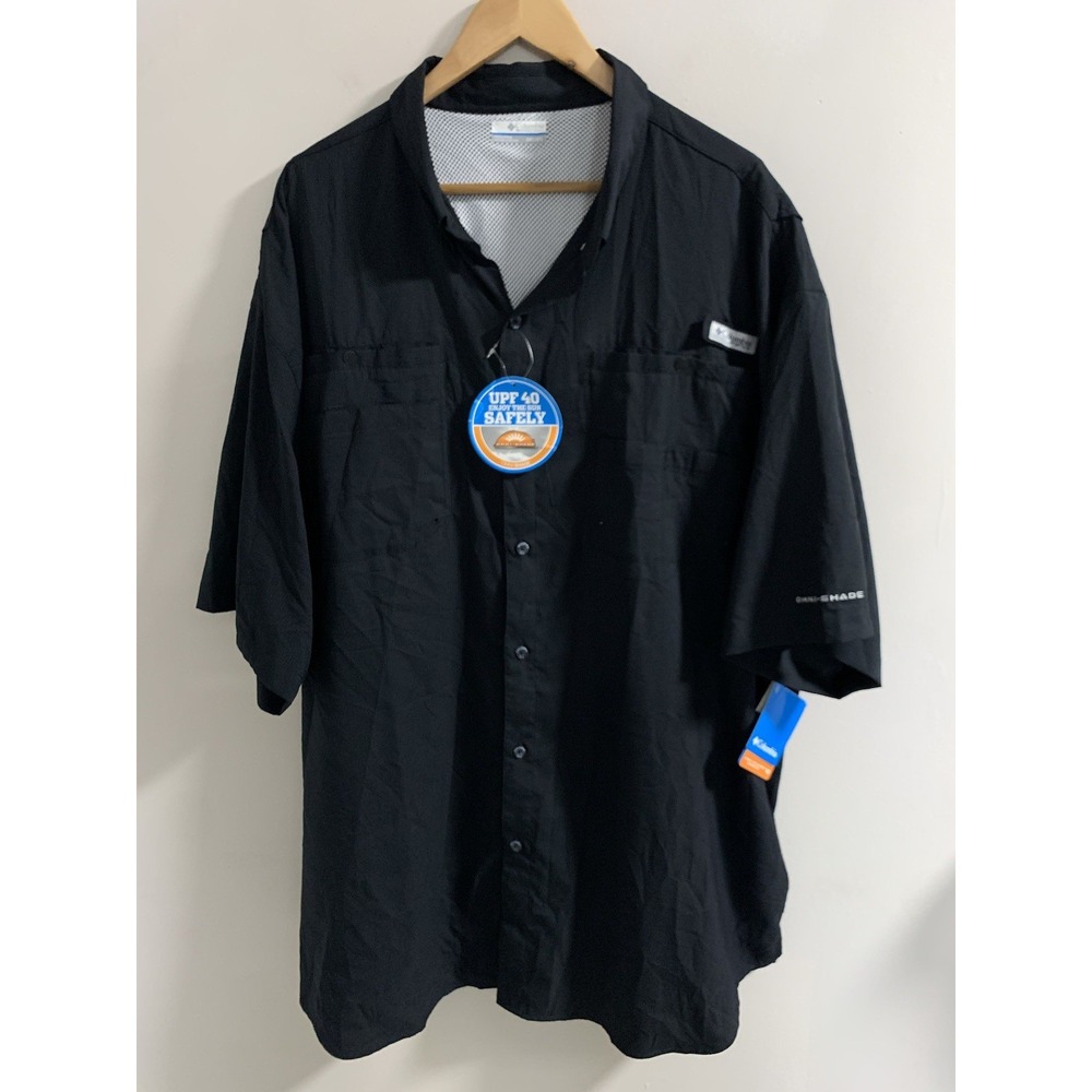 Columbia PFG Tamiami 2 Shirt Men's 3XT 3XLT Black Button Up UPF 40 S/S NWT